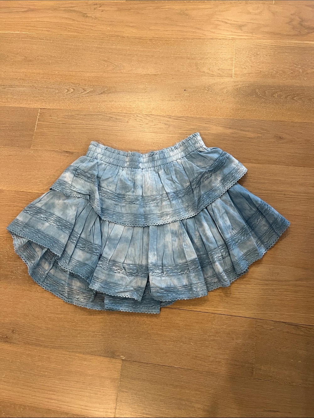 LoveShackFancy Blue Tiered Ruffle Skirt - Women's Lightweight Summer Skirt